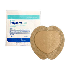 DeRoyal Polyderm GTL Silicone Foam Sacral Dressing with Adhesive Border