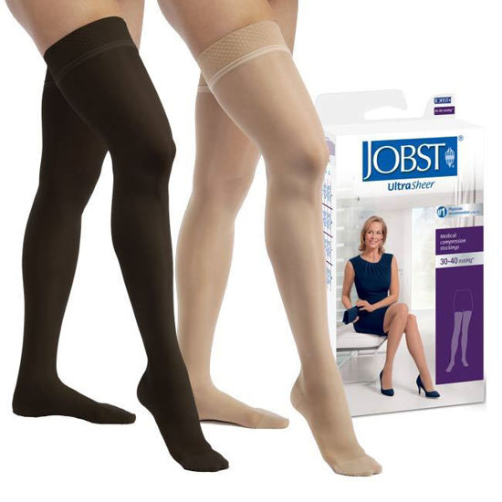 Picture of Jobst UltraSheer - Women's Petite Thigh High 30-40mmHg Compression Support Stockings